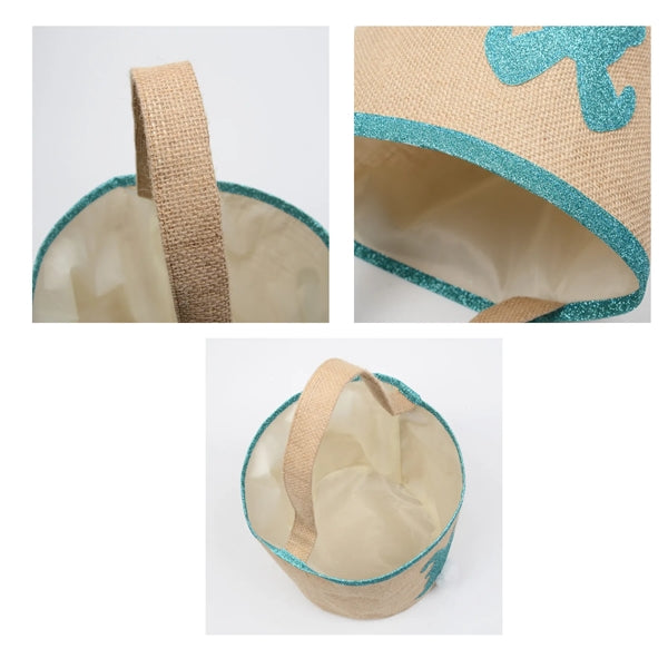 Easter Burlap Tote Bag With Rabbit Tail