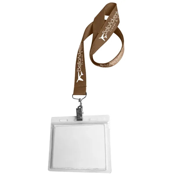 0.75" Lanyard Screen Printed with Badge Holder
