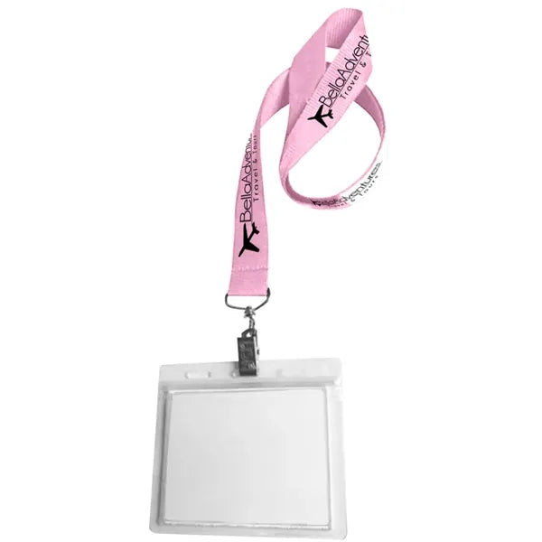 0.75" Lanyard Screen Printed with Badge Holder