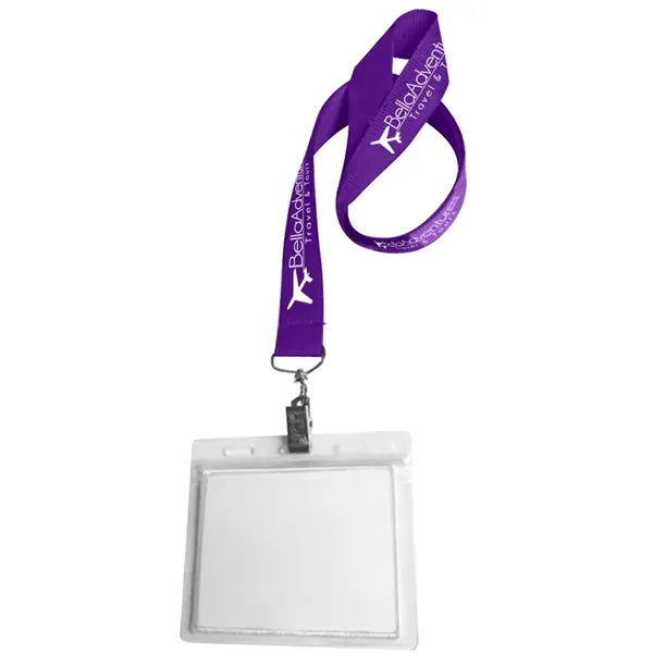 0.75" Lanyard Screen Printed with Badge Holder