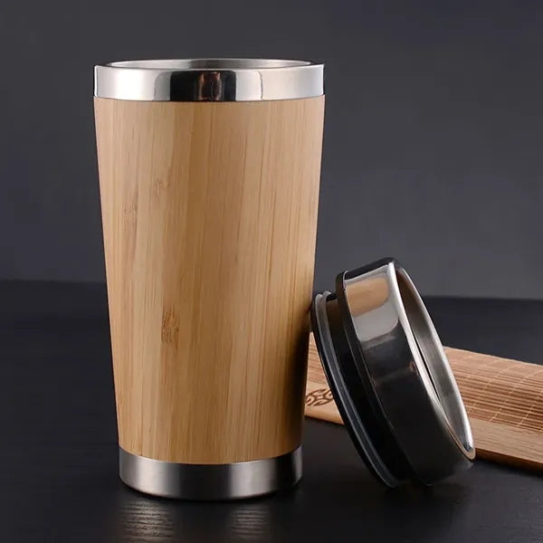 Stainless Steel Bamboo Travel Mug