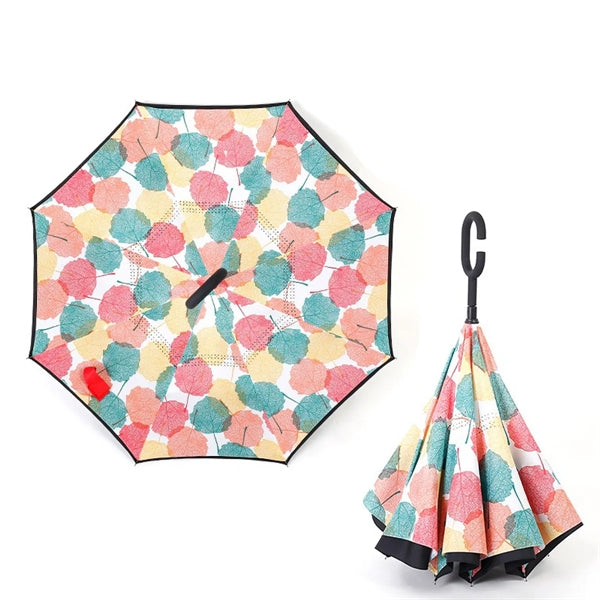 Inverted Reverse Upside Down Umbrella With C-Shape Handle