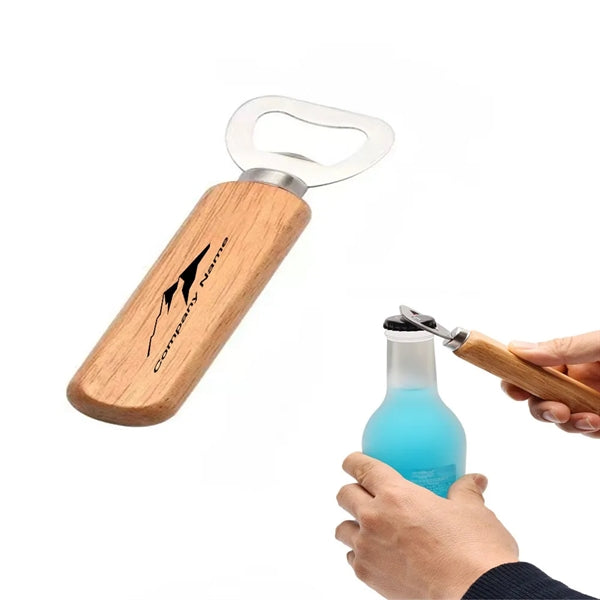 Rubber Wood Handle Bottle Opener