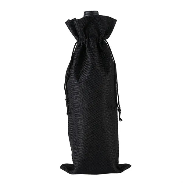 Linen Wine Bottle Jute Drawstring Bag