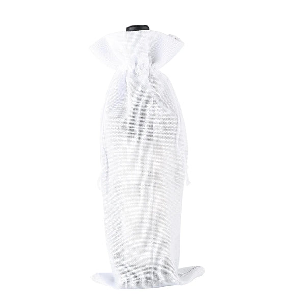 Linen Wine Bottle Jute Drawstring Bag