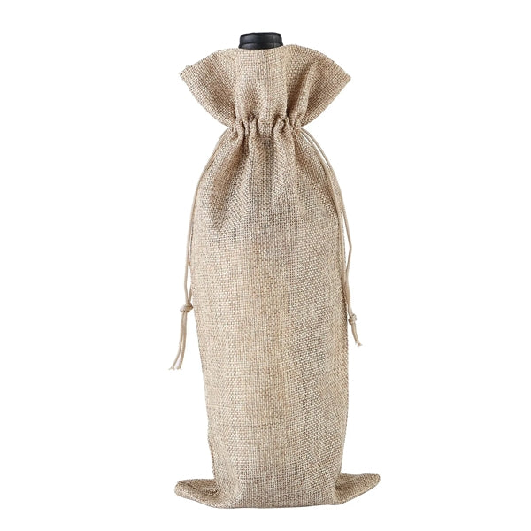 Linen Wine Bottle Jute Drawstring Bag