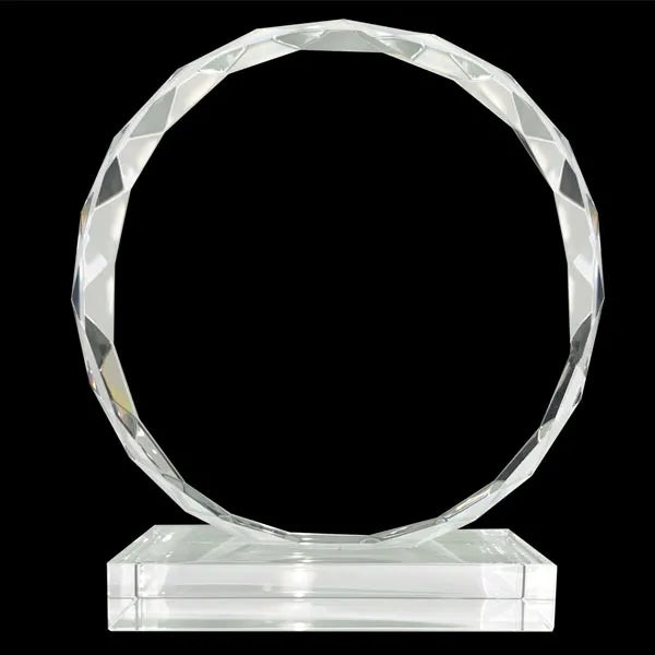 Engraved Crystal Faceted Circle Award