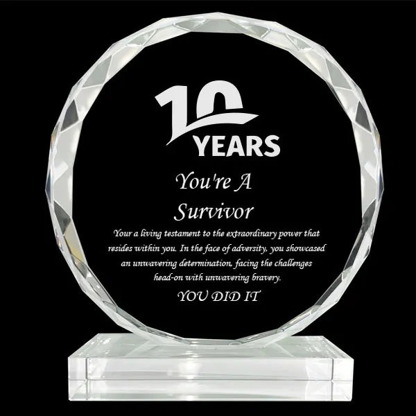 Engraved Crystal Faceted Circle Award