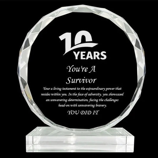 Engraved Crystal Faceted Circle Award