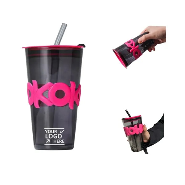 15 oz (450 ML) Glass Cups with Lids and Straws
