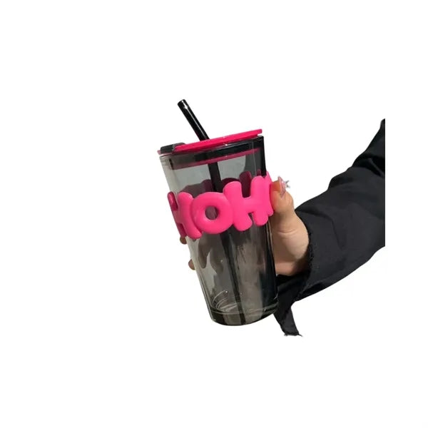 15 oz (450 ML) Glass Cups with Lids and Straws