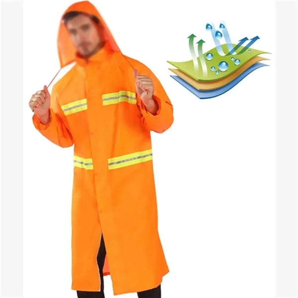 Reflective Safety Long Smock Jacket Raincoat