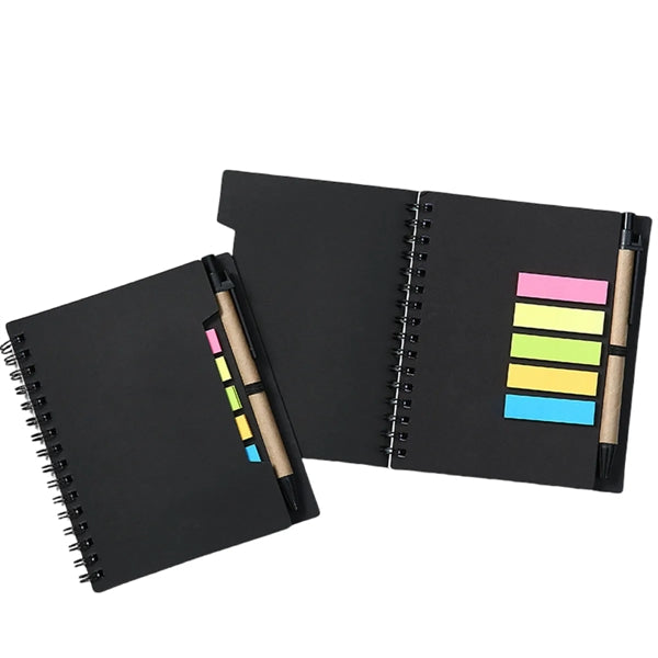 Pocket Spiral Lined Notebook with Pen and Colored Index Tabs