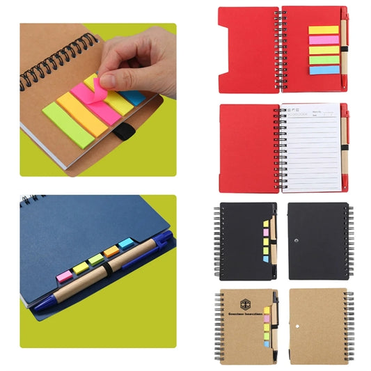 Pocket Spiral Lined Notebook with Pen and Colored Index Tabs