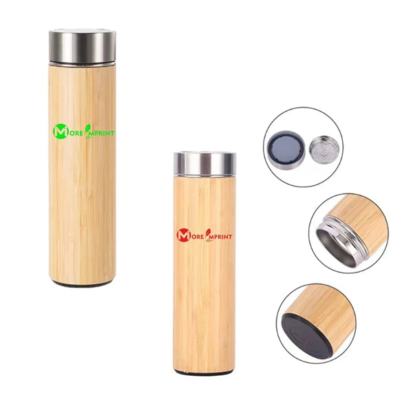 15oz Bamboo Water Bottle with Infuser, Travel Tumbler