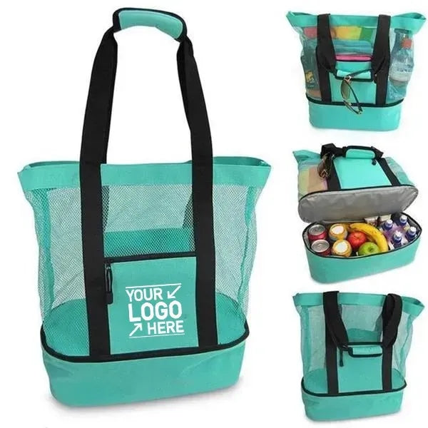 Portable Mesh Beach Cooler Tote Bag For Women Men