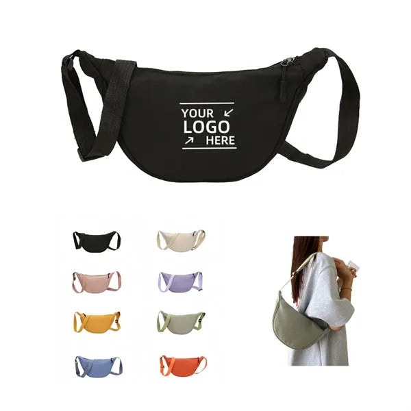 Crescent Nylon Crossbody Satchel Bag
