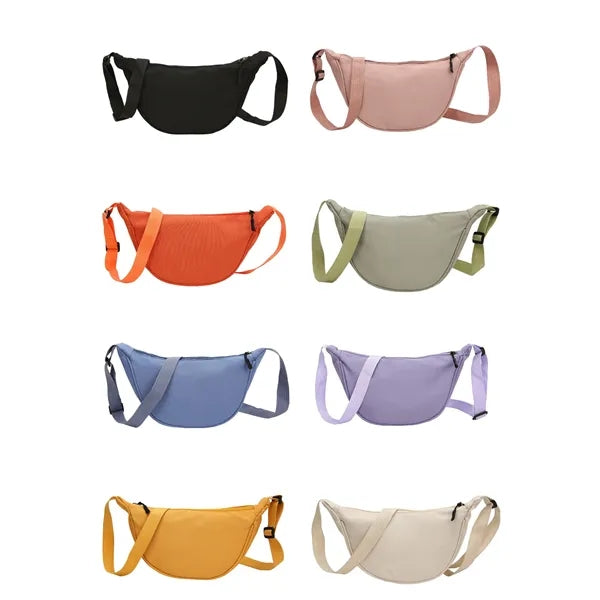 Crescent Nylon Crossbody Satchel Bag