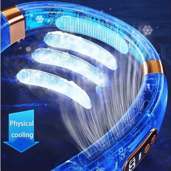 5 Speeds Smart Digital USB Charging Faster Cooling Neck Fan