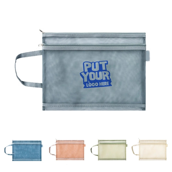 Dual Zipper Pocket Pencil Pouch