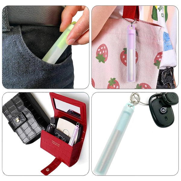 Portable Telescopic Stainless Steel Straws With Keychain C
