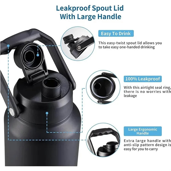 Half Gallon Insulated Water Bottle Jug
