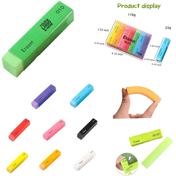 Boxed Long Colored Eraser