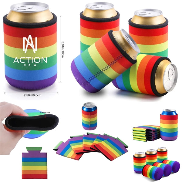 Rainbow Neoprene Beer Can Sleeve