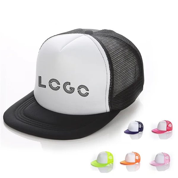 Flat Bill Trucker Mesh Snapback Cap