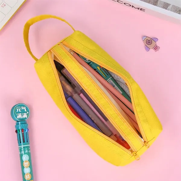 Double Layer Pen Case Spacious Portable Stationery Bag