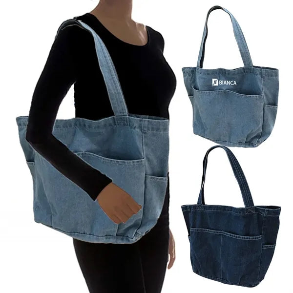 Denim Men's And Women's Canvas Large Tote Bag