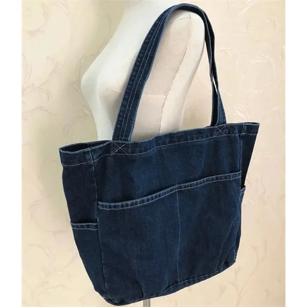 Denim Men's And Women's Canvas Large Tote Bag