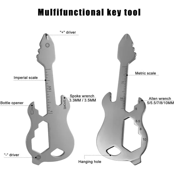 Guitar Multitool Bottle Opener with Keychain