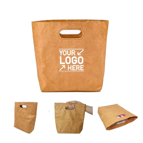 Washable Portable Brown Dupont Tyvek Kraft Paper Tote Bag