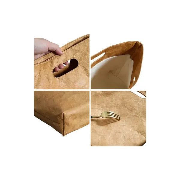 Washable Portable Brown Dupont Tyvek Kraft Paper Tote Bag