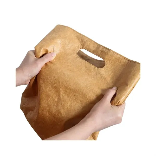 Washable Portable Brown Dupont Tyvek Kraft Paper Tote Bag