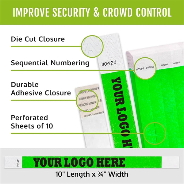 Waterproof Paper Wristbands Neon Wrist Bands