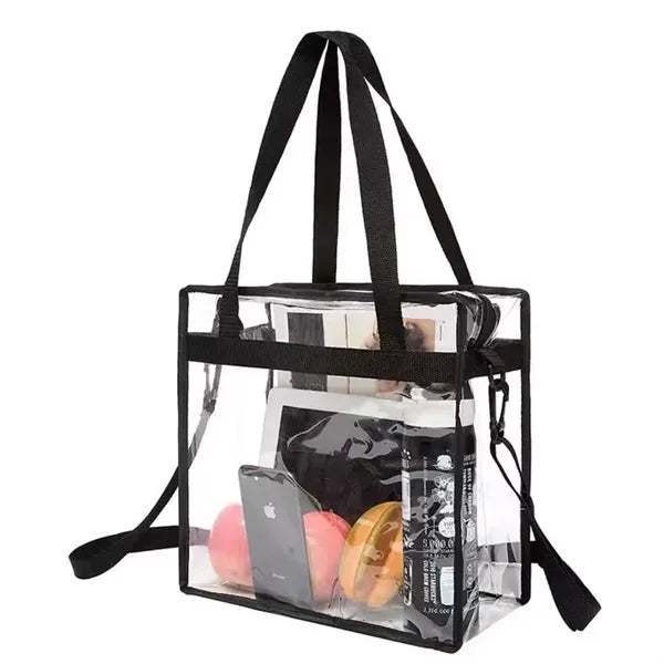 Clear Tote Bag with Zipper and Adjustable Strap