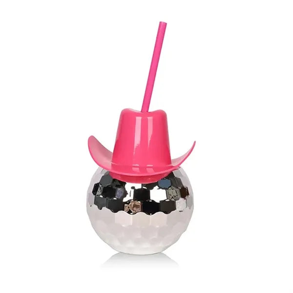 17OZ Cowboy Disco Ball Cups with Straw