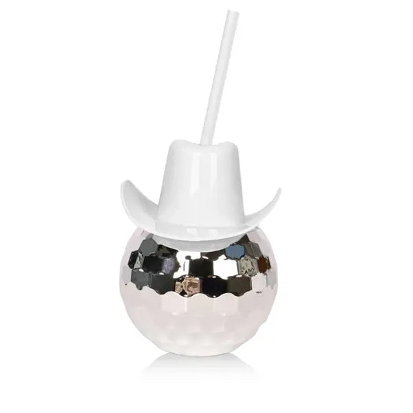 17OZ Cowboy Disco Ball Cups with Straw