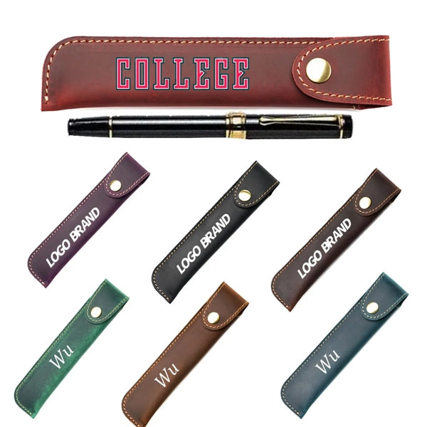 Luxury Real Leather Pouch Pen Holder Case for School