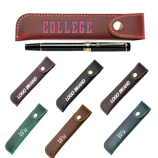 Luxury Real Leather Pouch Pen Holder Case for School