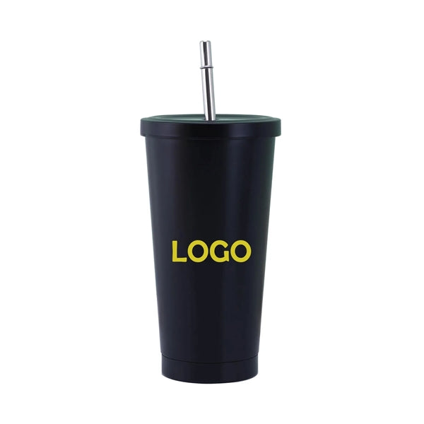 Coffee Travel Mug W/ Straw And Lid 17Oz