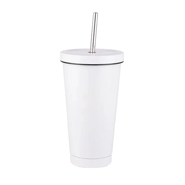 Coffee Travel Mug W/ Straw And Lid 17Oz
