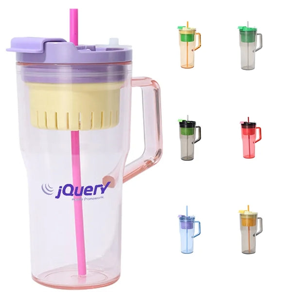 40 OZ Plastic Tumbler with Handle Straw