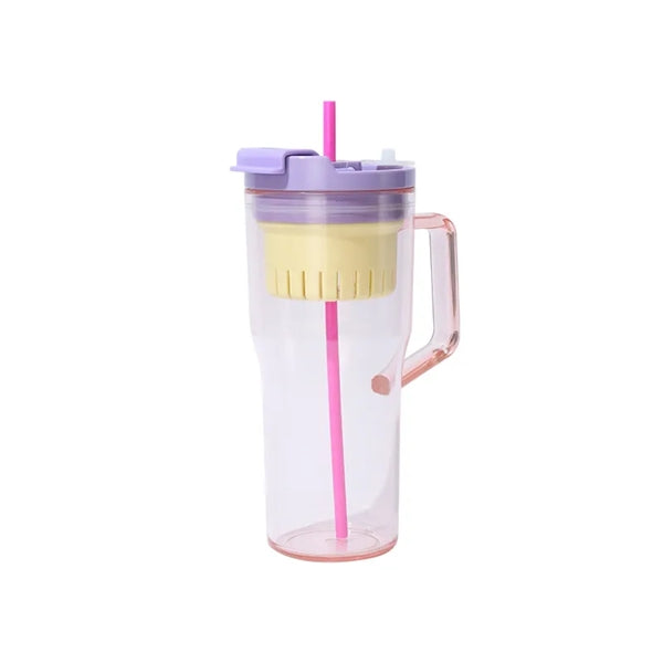 40 OZ Plastic Tumbler with Handle Straw