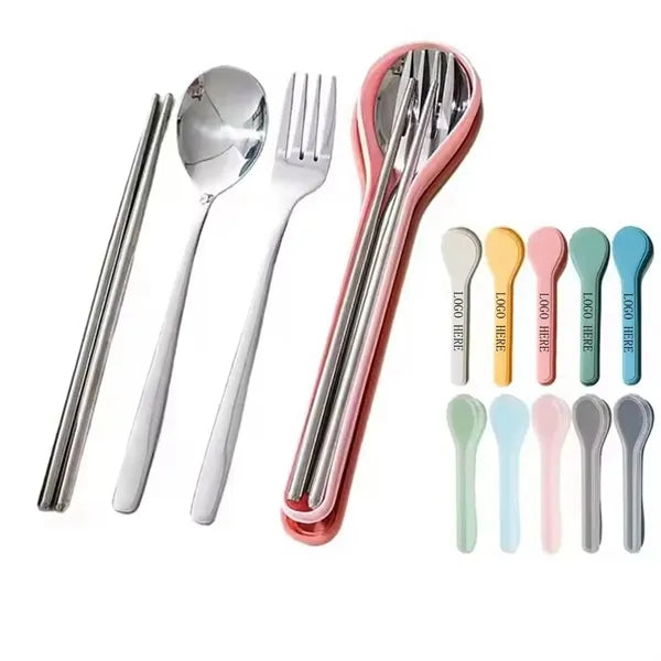 Outdoor Stainless Steel Picnic Tableware Set with Case