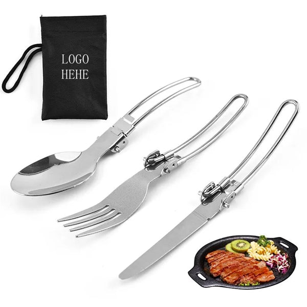 Stainless Steel Foldable Dinnerware Set with Pouch