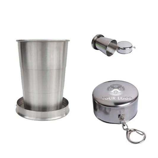 8 Oz BPA Free Portable Outdoor Stainless Steel Folding Cup