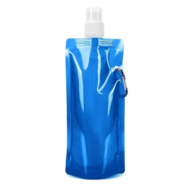 16oz Collapsible Travel Water Bottle with Carabiner Clip